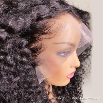 Cheap Raw Brazilian Virgin Kinky Curly Human Hair Lace Front Wig Pre Plucked Transparent Swiss hd Lace Front Wig for black women